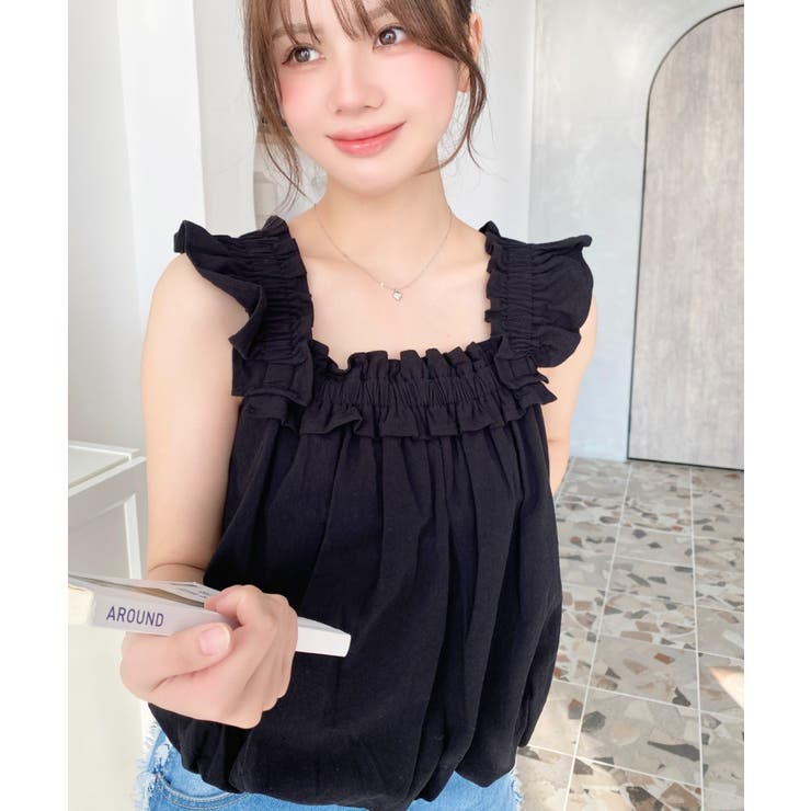 コットンワッシャーフリルショルダーバルーンシルエットノースリーブトップス | moment+ | 詳細画像8 