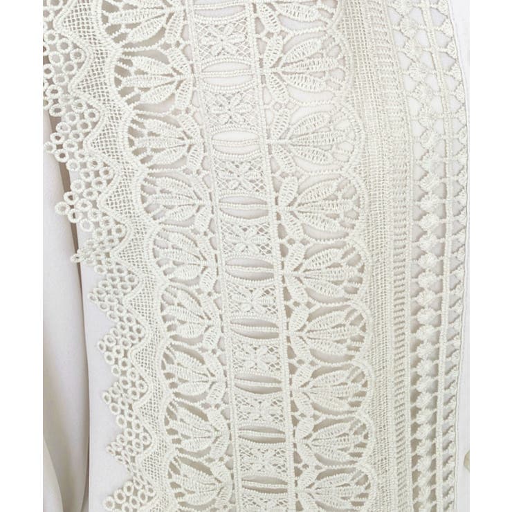 シフォンジョーゼットスタンドカラーフロントレースシャツ | moment+ | 詳細画像41 