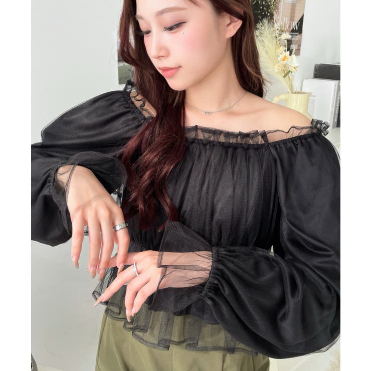 シャーリングレイヤードチュールトップ / Shirring Layered Tulle Top レディース PRANK PROJECT｜シャーリングレイヤードチュールトップ