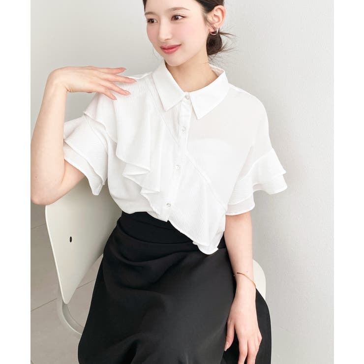 半袖フリルブラウス クレーププリーツ | moment+ | 詳細画像10 