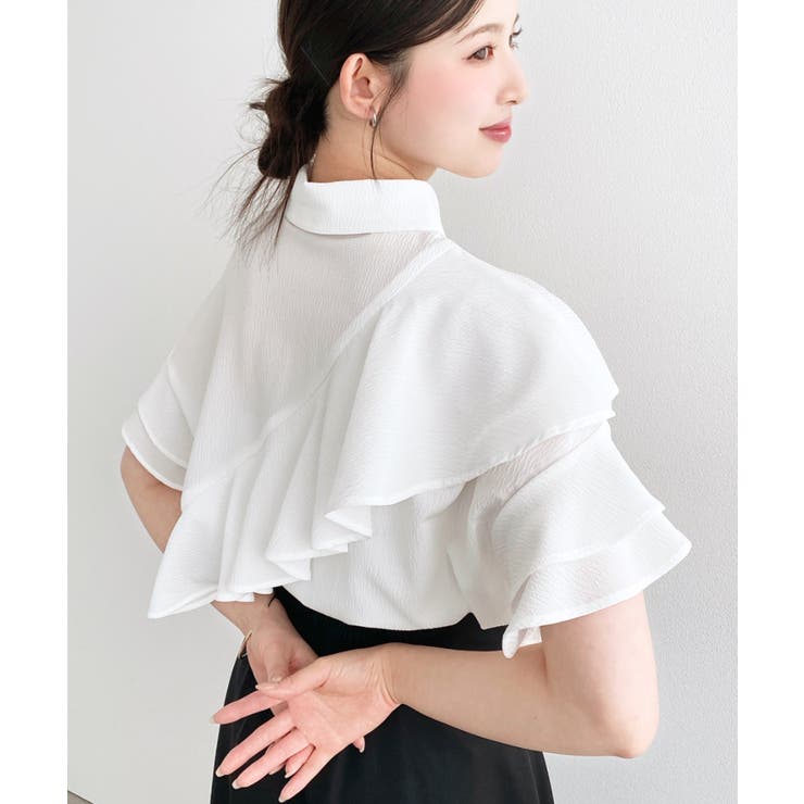 半袖フリルブラウス クレーププリーツ | moment+ | 詳細画像11 