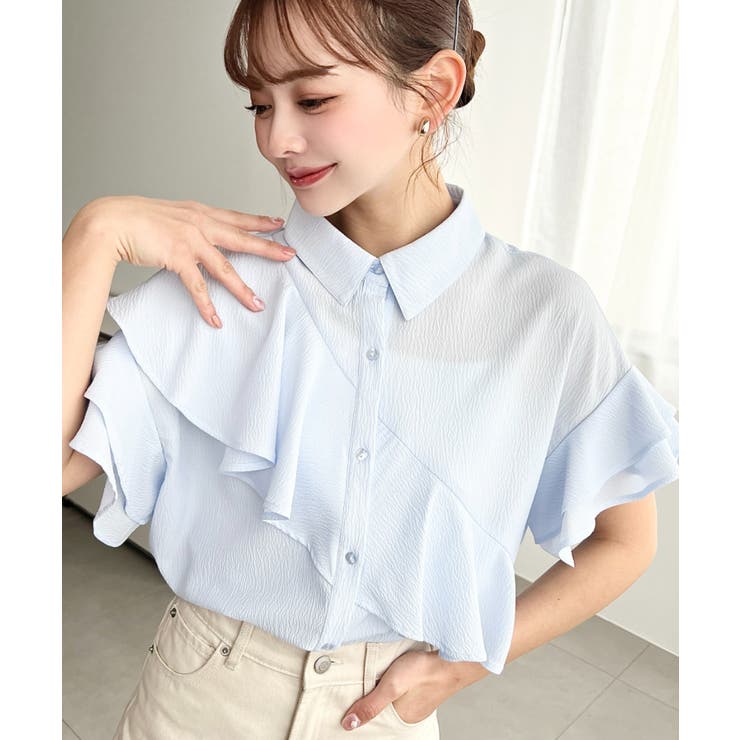 半袖フリルブラウス クレーププリーツ | moment+ | 詳細画像12 