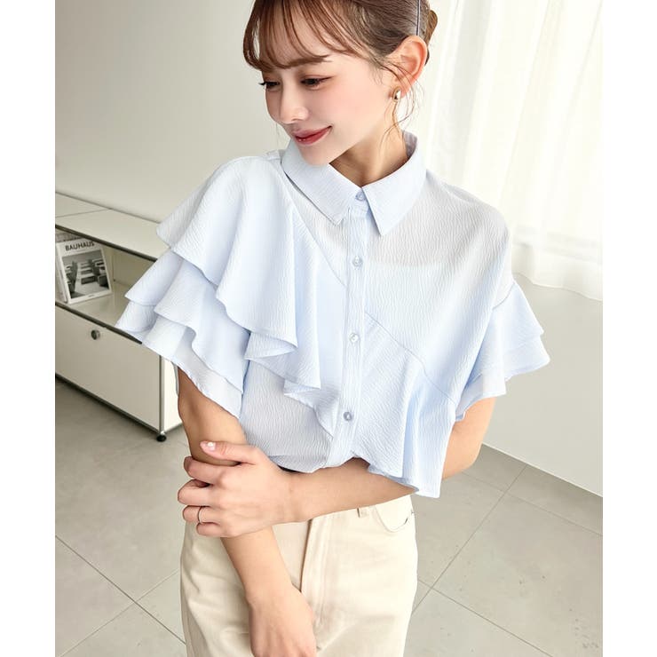 半袖フリルブラウス クレーププリーツ | moment+ | 詳細画像13 