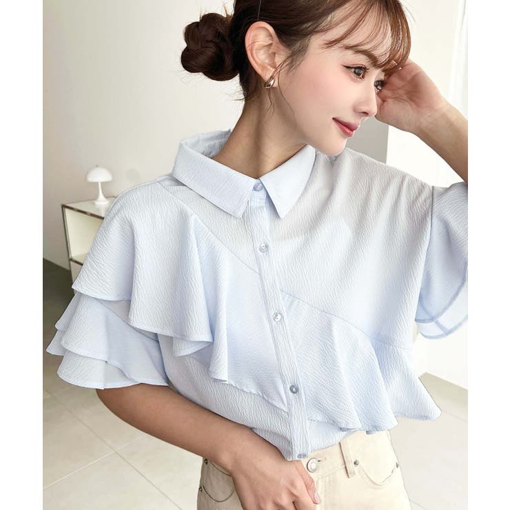 半袖フリルブラウス クレーププリーツ | moment+ | 詳細画像14 