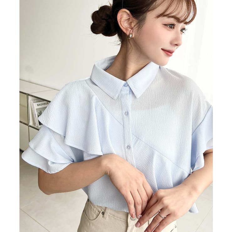 半袖フリルブラウス クレーププリーツ | moment+ | 詳細画像15 