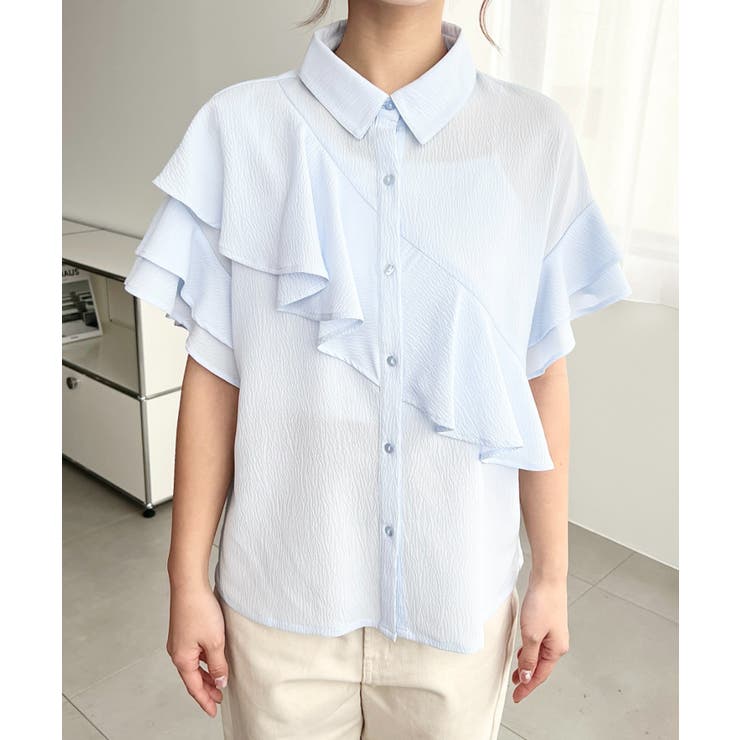 半袖フリルブラウス クレーププリーツ | moment+ | 詳細画像17 