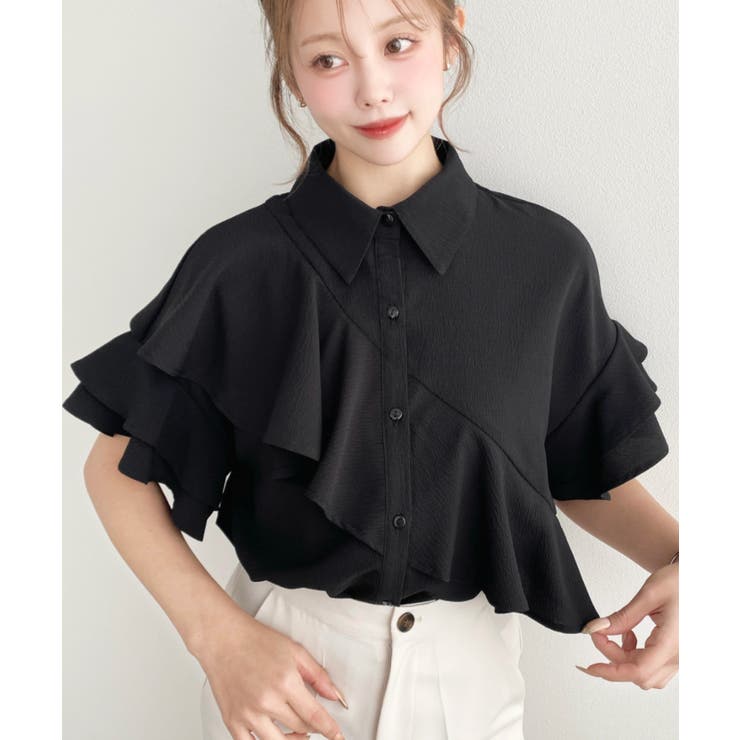 TCブロードフリル半袖ブラウス[品番：ERMW0000072]｜moment+  