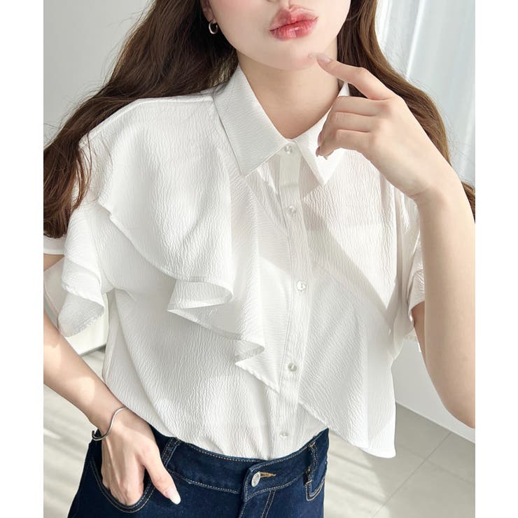 半袖フリルブラウス クレーププリーツ | moment+ | 詳細画像4 