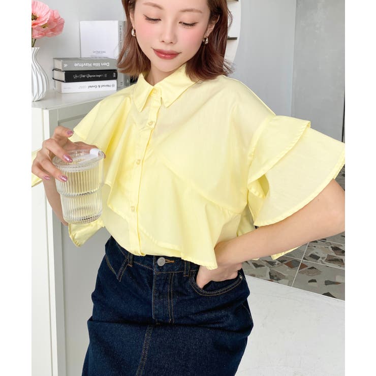 TCブロードフリル半袖ブラウス[品番：ERMW0000072]｜moment+