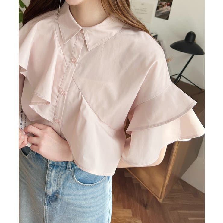 TCブロードフリル半袖ブラウス[品番：ERMW0000072]｜moment+