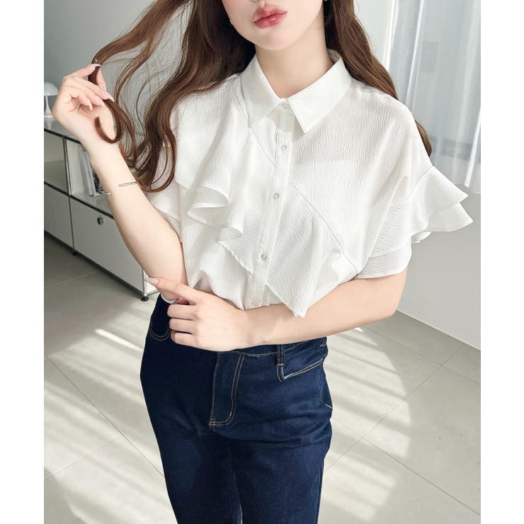 半袖フリルブラウス クレーププリーツ | moment+ | 詳細画像6 