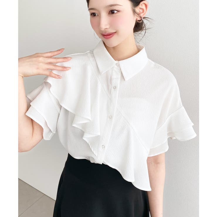 半袖フリルブラウス クレーププリーツ | moment+ | 詳細画像8 