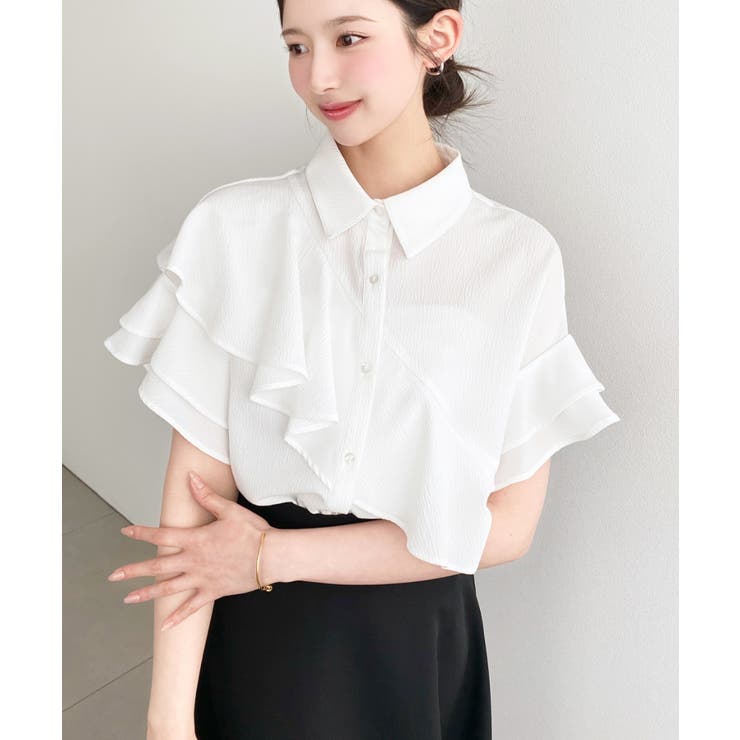 半袖フリルブラウス クレーププリーツ | moment+ | 詳細画像9 