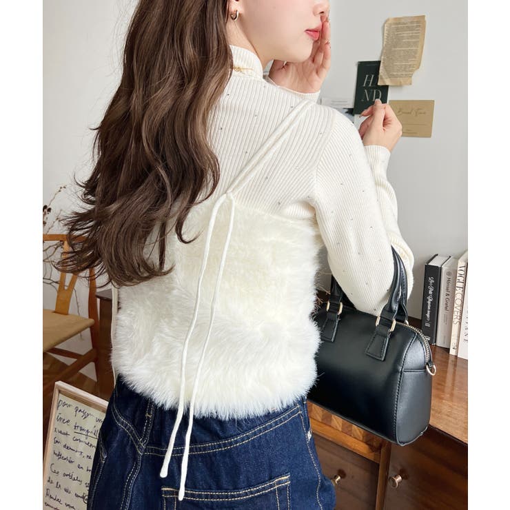 ロングフェザーWストラップニットビスチェ | moment+ | 詳細画像11 