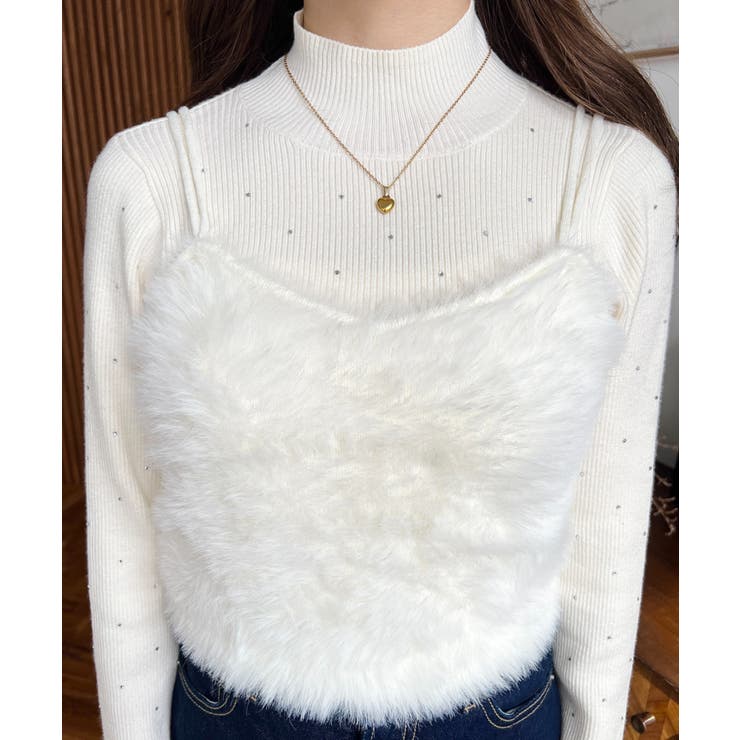 ロングフェザーWストラップニットビスチェ | moment+ | 詳細画像13 