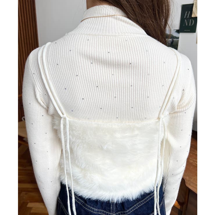 ロングフェザーWストラップニットビスチェ | moment+ | 詳細画像15 