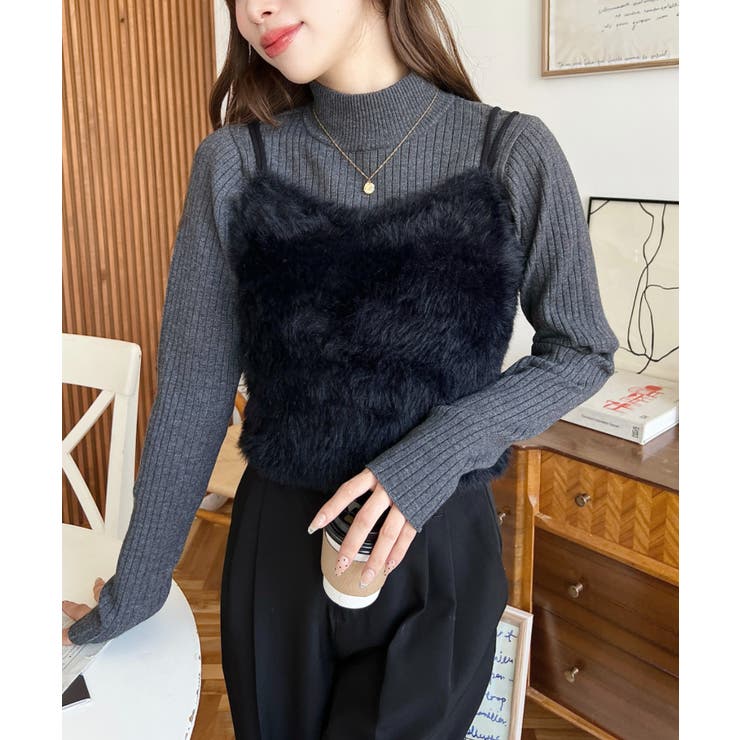 ロングフェザーWストラップニットビスチェ | moment+ | 詳細画像17 