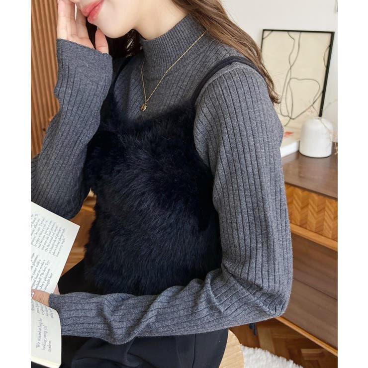 ロングフェザーWストラップニットビスチェ | moment+ | 詳細画像18 