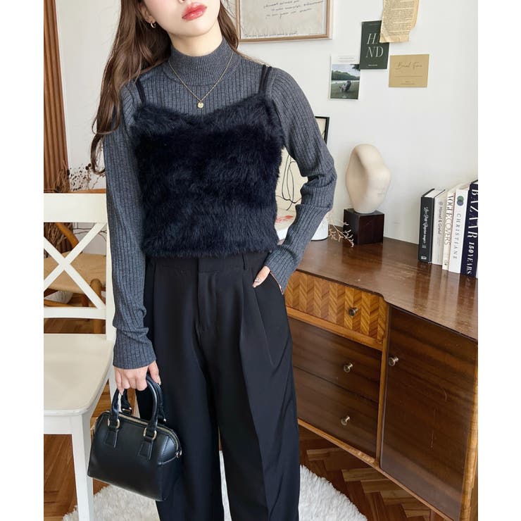 ロングフェザーWストラップニットビスチェ | moment+ | 詳細画像19 