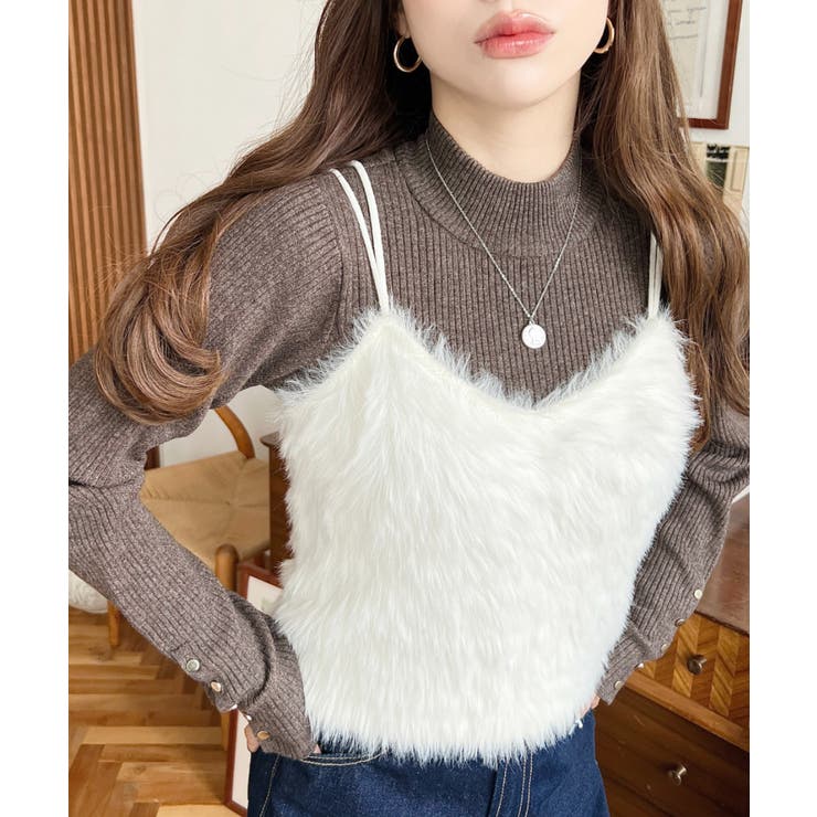 ロングフェザーWストラップニットビスチェ | moment+ | 詳細画像2 