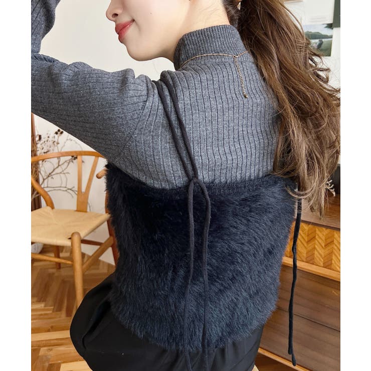 ロングフェザーWストラップニットビスチェ | moment+ | 詳細画像21 