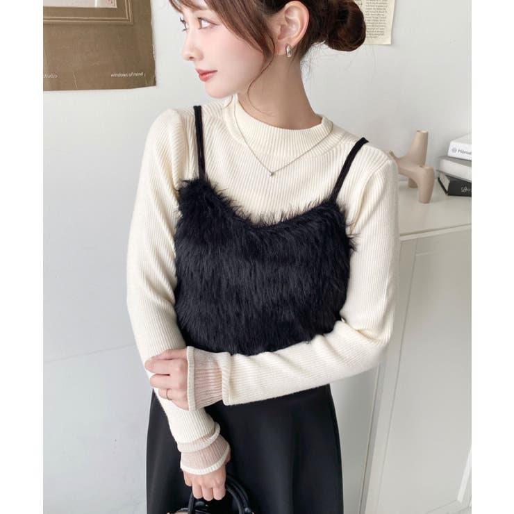 ロングフェザーWストラップニットビスチェ | moment+ | 詳細画像23 