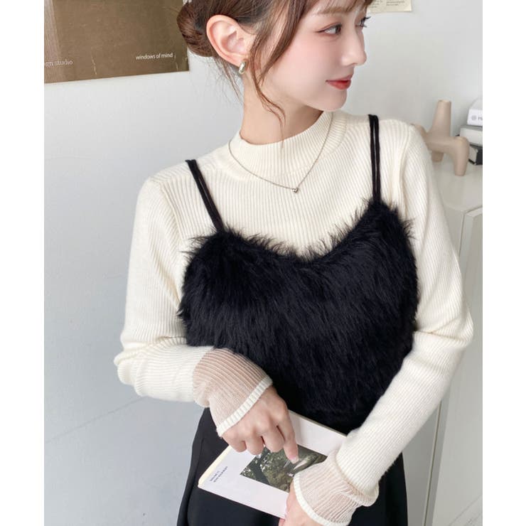 ロングフェザーWストラップニットビスチェ | moment+ | 詳細画像24 