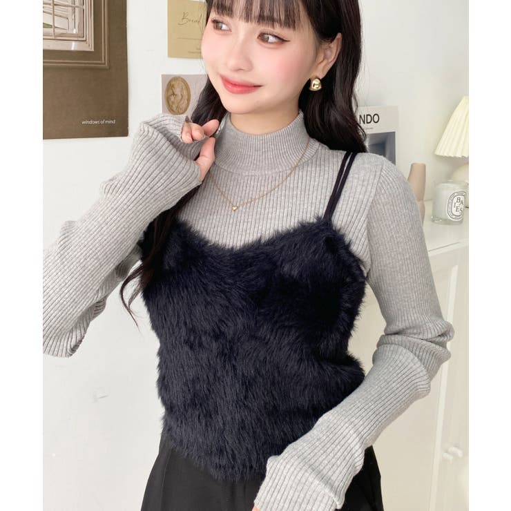 ロングフェザーWストラップニットビスチェ | moment+ | 詳細画像28 