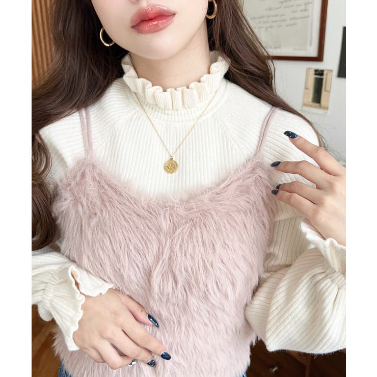 ロングフェザーWストラップニットビスチェ | moment+ | 詳細画像34 