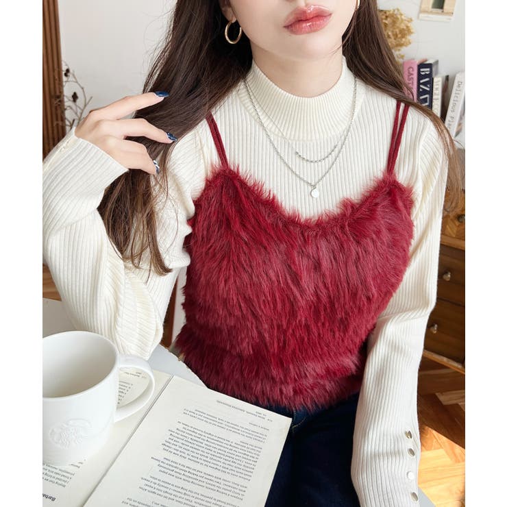 ロングフェザーWストラップニットビスチェ | moment+ | 詳細画像38 