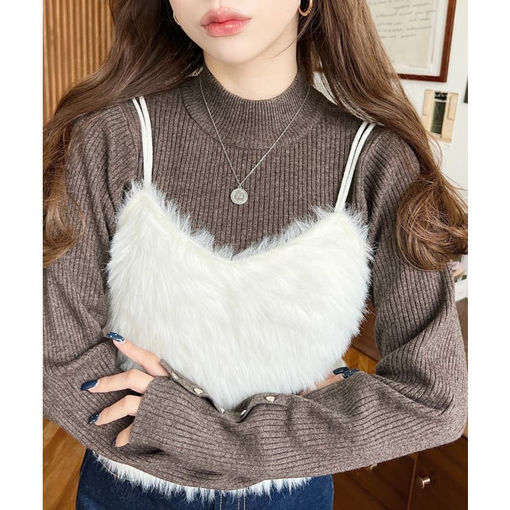 ロングフェザーWストラップニットビスチェ | moment+ | 詳細画像4 