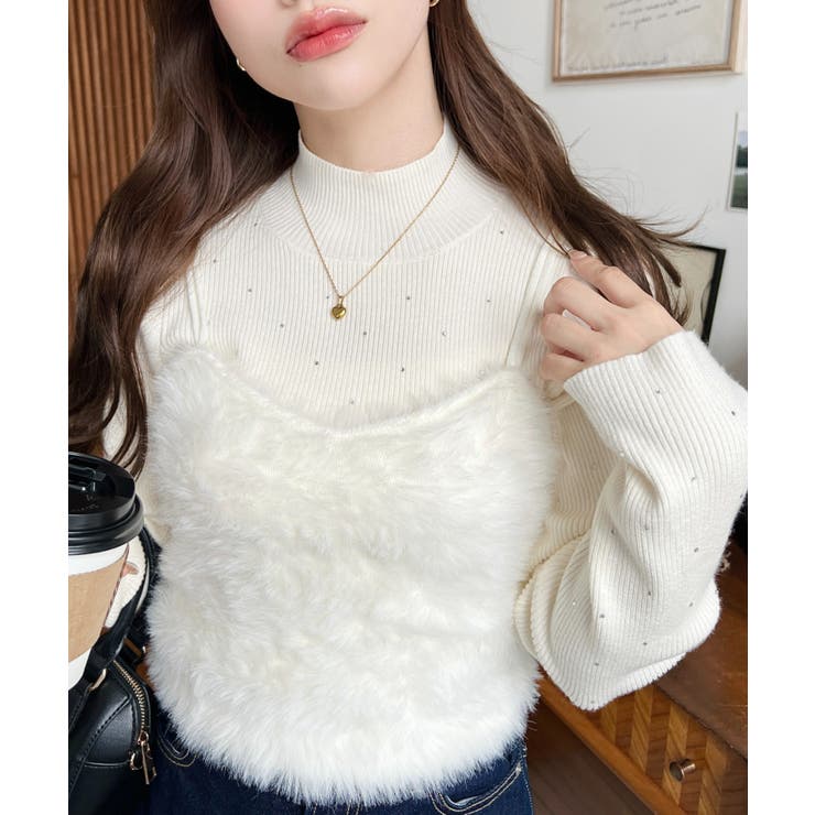 ロングフェザーWストラップニットビスチェ | moment+ | 詳細画像7 