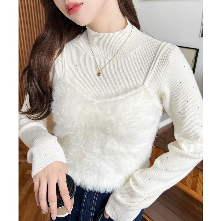 ロングフェザーWストラップニットビスチェ | moment+ | 詳細画像8 