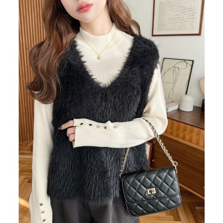 ラメフェザーVネックニットベスト | moment+ | 詳細画像22 