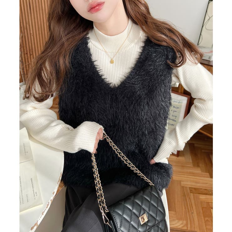 ラメフェザーVネックニットベスト | moment+ | 詳細画像25 