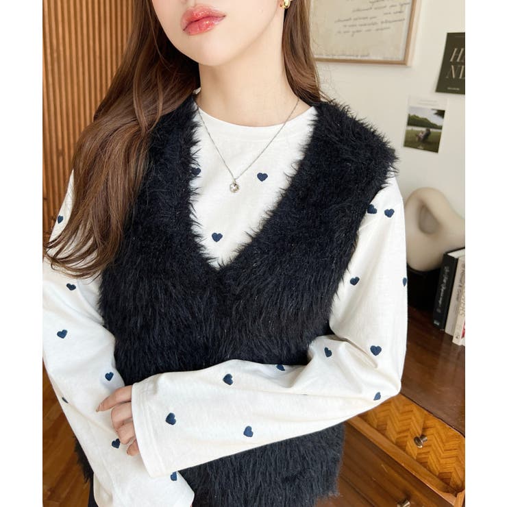 ラメフェザーVネックニットベスト | moment+ | 詳細画像26 