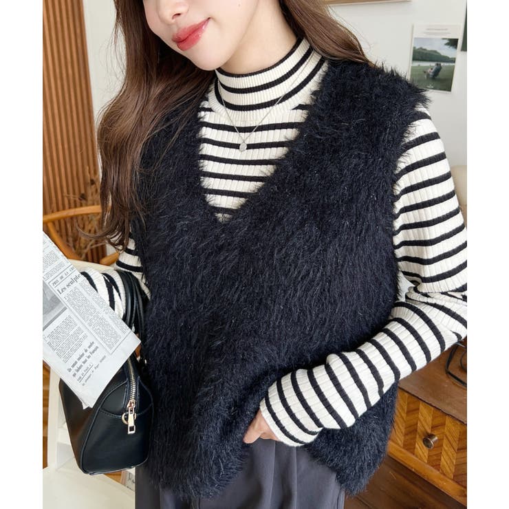 ラメフェザーVネックニットベスト | moment+ | 詳細画像27 