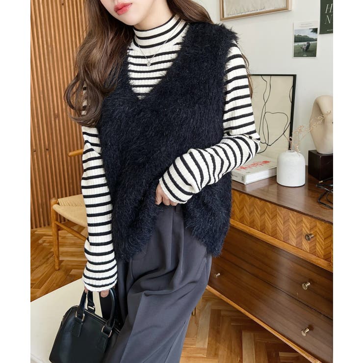 ラメフェザーVネックニットベスト | moment+ | 詳細画像29 