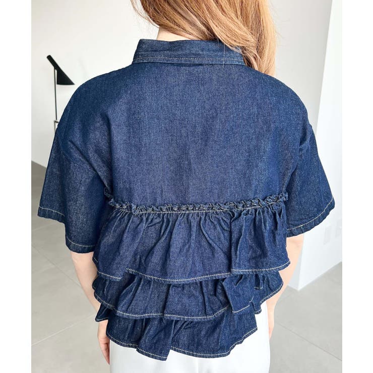 半袖ティアードフリルデニムシャツ | moment+ | 詳細画像10 