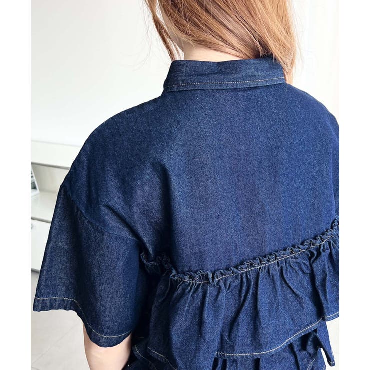 半袖ティアードフリルデニムシャツ | moment+ | 詳細画像11 