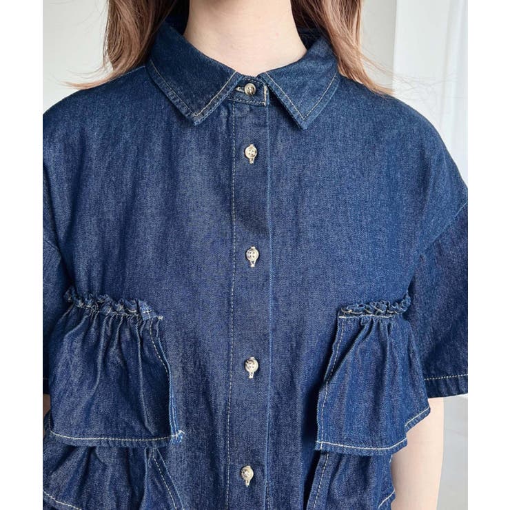 半袖ティアードフリルデニムシャツ | moment+ | 詳細画像8 