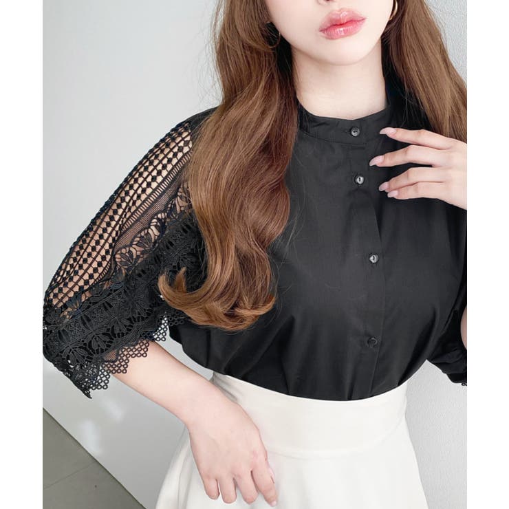 半袖レースブラウス T/Cブロード | moment+ | 詳細画像6 