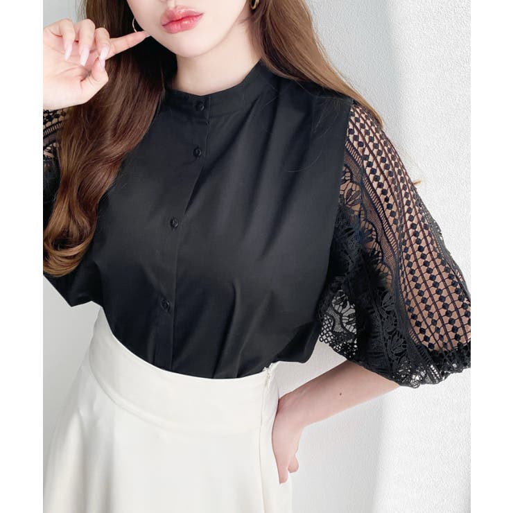 半袖レースブラウス T/Cブロード | moment+ | 詳細画像8 