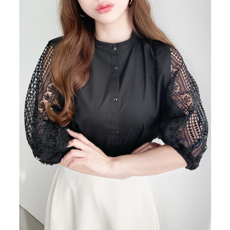 半袖レースブラウス T/Cブロード | moment+ | 詳細画像9 