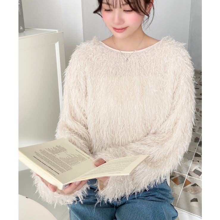 前後2WAYショート丈フリンジリボンカーディガン | moment+ | 詳細画像11 