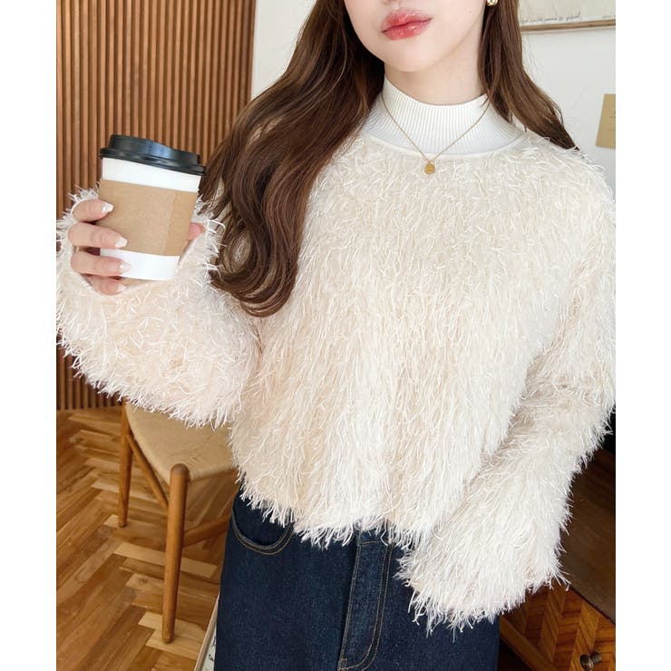 前後2WAYショート丈フリンジリボンカーディガン | moment+ | 詳細画像14 