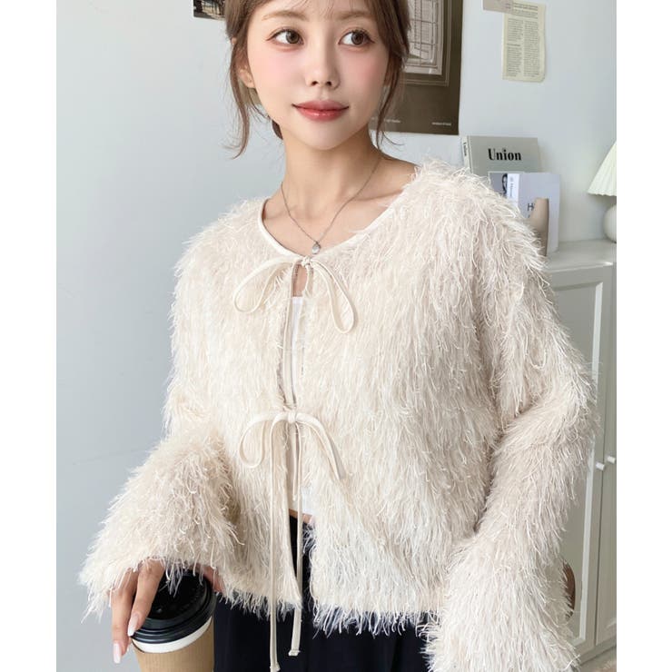 前後2WAYショート丈フリンジリボンカーディガン | moment+ | 詳細画像17 