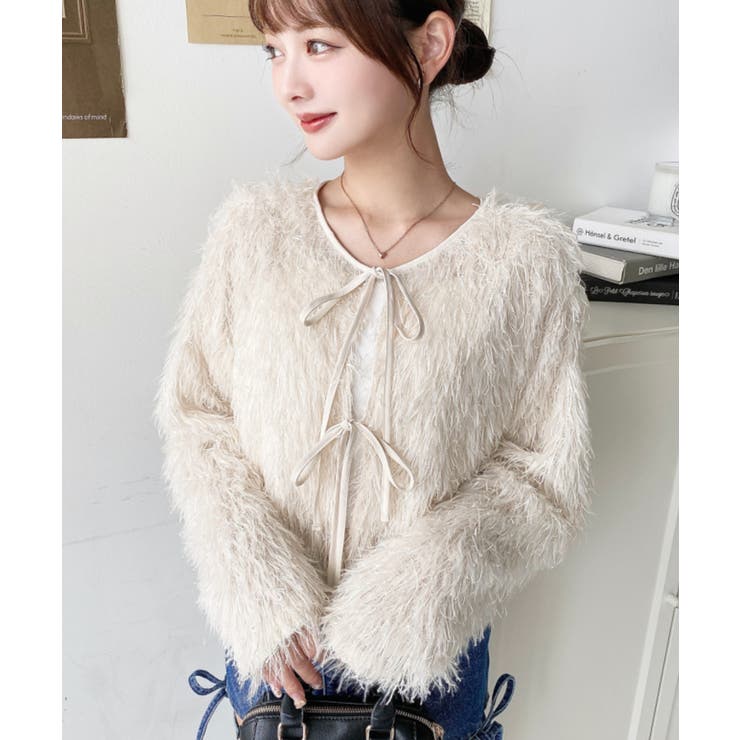 前後2WAYショート丈フリンジリボンカーディガン | moment+ | 詳細画像22 