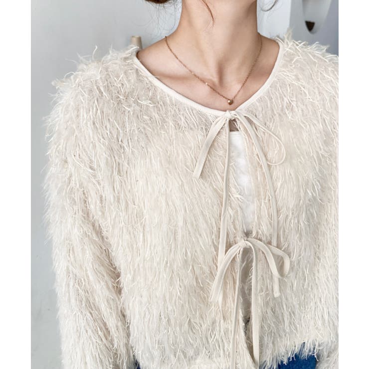 前後2WAYショート丈フリンジリボンカーディガン | moment+ | 詳細画像28 