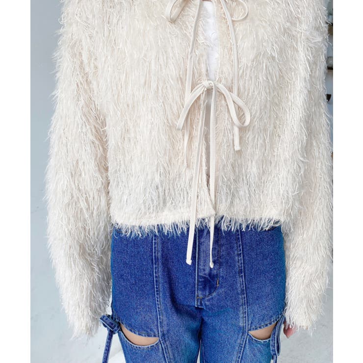 前後2WAYショート丈フリンジリボンカーディガン | moment+ | 詳細画像29 